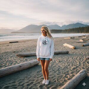 White TOFINO Catching Waves Hoodie